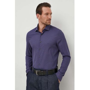 Michael Kors camasa barbati, culoarea bordo, cu guler clasic, slim