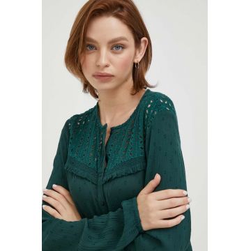 Pepe Jeans camasa ISABEL femei, culoarea verde, regular