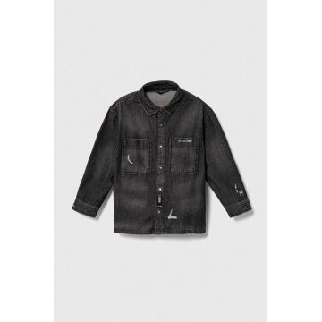 Sisley camasa din denim pentru copii culoarea negru