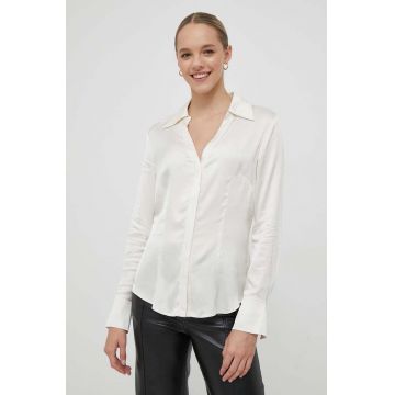 United Colors of Benetton camasa femei, culoarea bej, cu guler clasic, regular