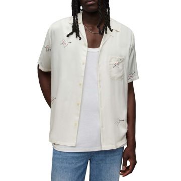 AllSaints camasa Bow barbati, culoarea bej, relaxed AllSaints camasa Bow barbati, culoarea bej, relaxed