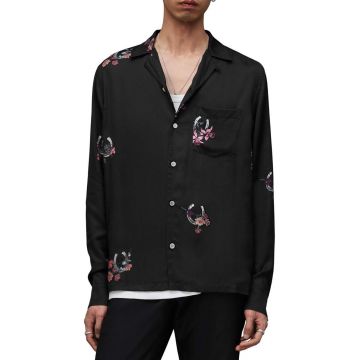 AllSaints camasa Goodluck barbati, culoarea negru, relaxed