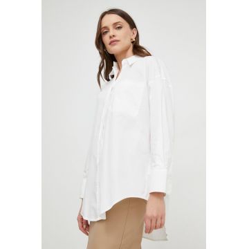 Answear Lab camasa din bumbac femei, culoarea alb, cu guler clasic, relaxed