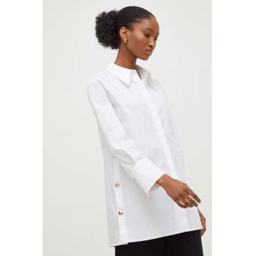 Answear Lab camasa din bumbac femei, culoarea alb, cu guler clasic, relaxed