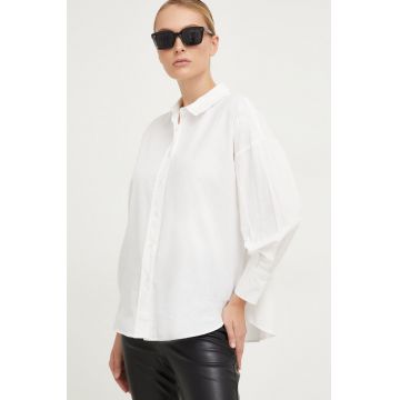 Answear Lab camasa din bumbac femei, culoarea alb, cu guler clasic, relaxed