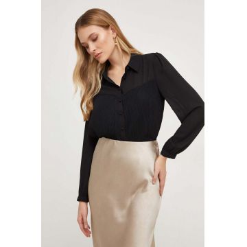Answear Lab camasa femei, culoarea negru, cu guler clasic, regular