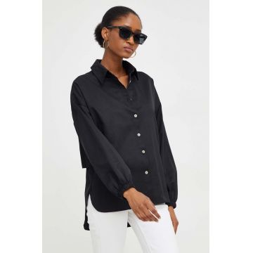 Answear Lab camasa femei, culoarea negru, cu guler clasic, relaxed