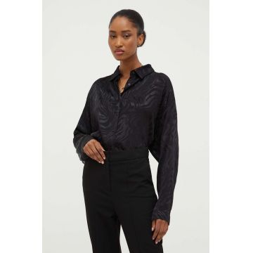 Answear Lab camasa femei, culoarea negru, cu guler clasic, relaxed