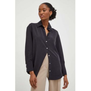 Answear Lab camasa femei, culoarea negru, cu guler clasic, relaxed