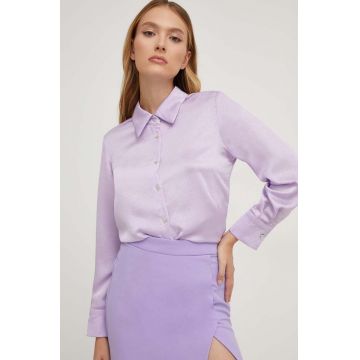 Answear Lab camasa femei, culoarea violet, cu guler clasic, regular