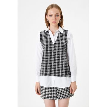 Camasa cu aspect 2in1 si model houndstooth