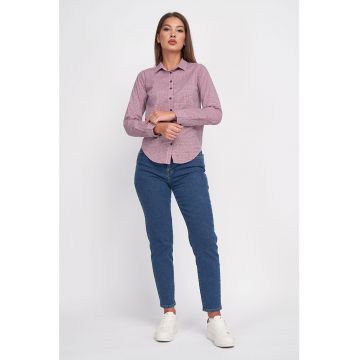 Camasa cu model in carouri si guler ascutit