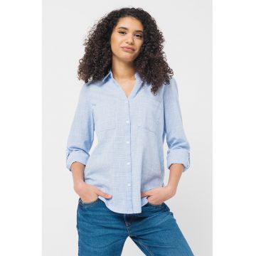 Camasa de bumbac cu buznare pe piept