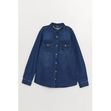 Camasa de denim cu buzunare pe piept