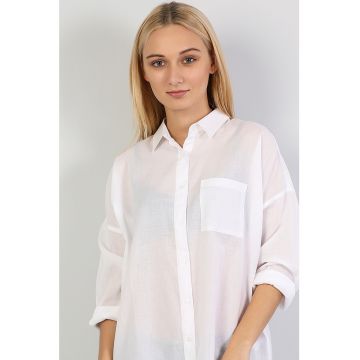 Camasa relaxed fit din bumbac cu maneci cazute