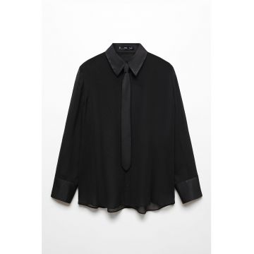 Camasa transparenta cu detalii de satin Blacky