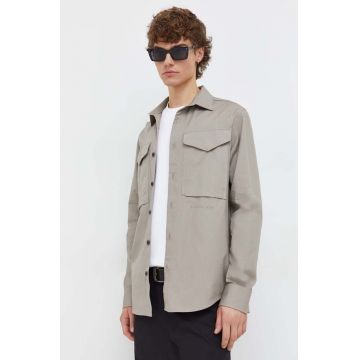 G-Star Raw camasa din bumbac barbati, culoarea gri, cu guler clasic, regular