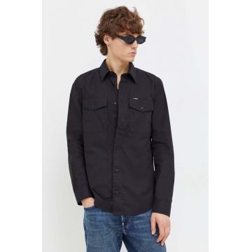 G-Star Raw camasa din bumbac barbati, culoarea gri, cu guler clasic, slim