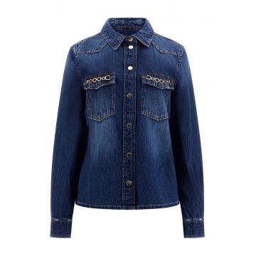 Camasa din denim cu buzunare pe piept