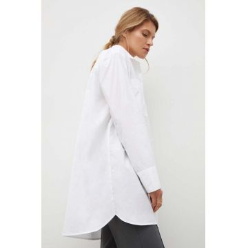 Herskind camasa din bumbac femei, culoarea alb, cu guler clasic, relaxed