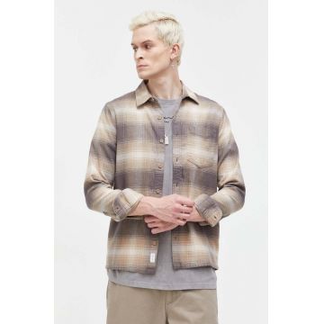 Hollister Co. camasa din bumbac barbati, culoarea bej, cu guler clasic, regular