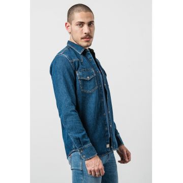 Jacheta-camasa de denim cu buzunare laterale D-East