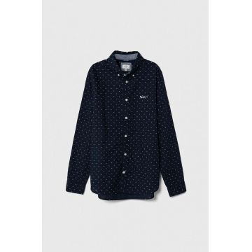 Pepe Jeans camasa de bumbac pentru copii culoarea albastru marin