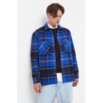 Tommy Jeans camasa din bumbac barbati, cu guler clasic, relaxed