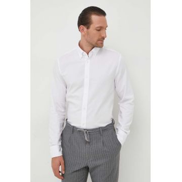 United Colors of Benetton camasa din bumbac barbati, culoarea alb, cu guler button-down, regular