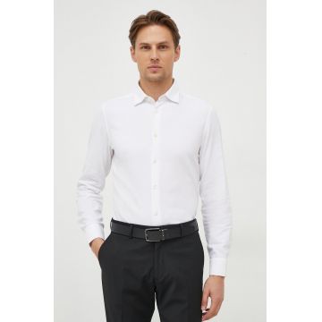 United Colors of Benetton camasa din bumbac barbati, culoarea alb, cu guler clasic, regular