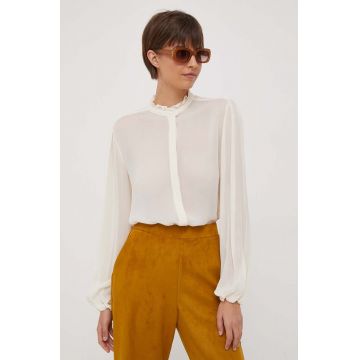 United Colors of Benetton camasa femei, culoarea bej, cu guler stand-up, regular