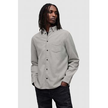 AllSaints camasa din bumbac Arden barbati, culoarea gri, cu guler clasic, relaxed