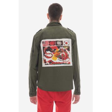 Alpha Industries cămașă din bumbac Dragon 136424 142 barbati, culoarea verde, regular 136424.142-green