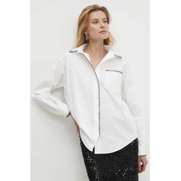 Answear Lab camasa din bumbac femei, culoarea alb, cu guler clasic, relaxed