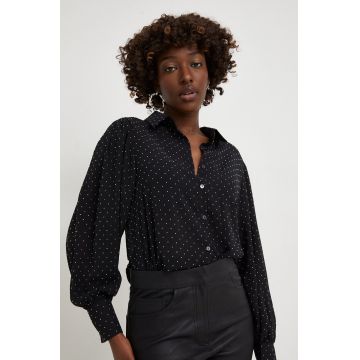 Answear Lab camasa femei, culoarea negru, cu guler clasic, regular