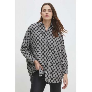 Answear Lab camasa femei, culoarea negru, cu guler clasic, relaxed