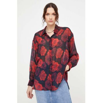 Answear Lab camasa femei, culoarea rosu, cu guler clasic, relaxed