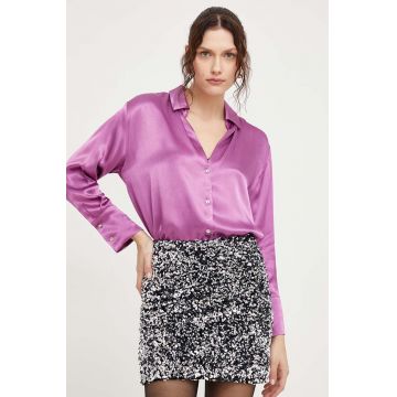 Answear Lab camasa femei, culoarea roz, cu guler clasic, relaxed