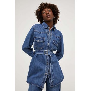 Answear Lab camasa jeans femei, cu guler clasic, regular