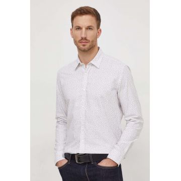 BOSS camasa din bumbac barbati, culoarea alb, cu guler clasic, regular