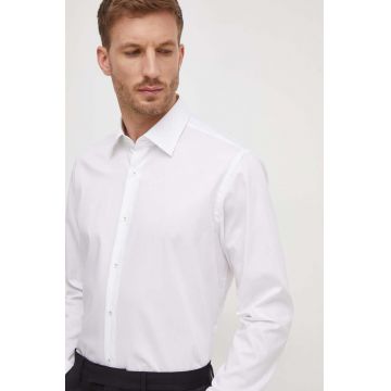 BOSS camasa din bumbac barbati, culoarea alb, cu guler clasic, regular