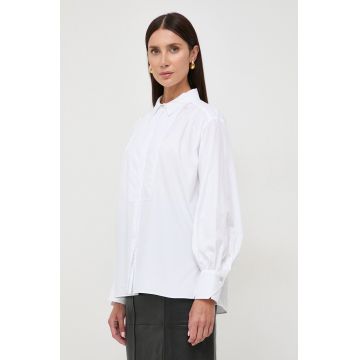 BOSS camasa din bumbac femei, culoarea alb, cu guler clasic, regular