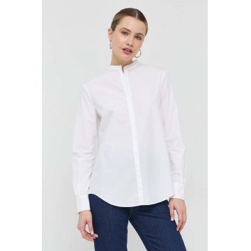 BOSS camasa din bumbac femei, culoarea alb, regular