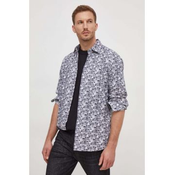 Boss Orange camasa din bumbac barbati, culoarea alb, cu guler clasic, regular