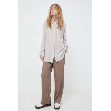 Bruuns Bazaar camasa femei, culoarea bej, cu guler clasic, regular