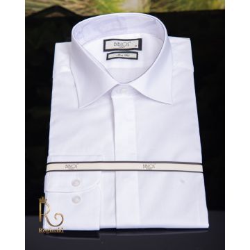 Camasa alba de barbati, slim-fit, cu pense - CR005