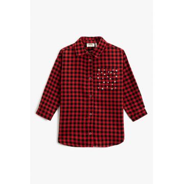 Camasa cu model gingham si tinte metalice