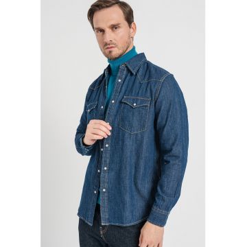 Camasa de denim cu buzunare pe piept