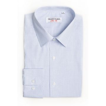 Camasa slim fit cu model in carouri si guler clasic