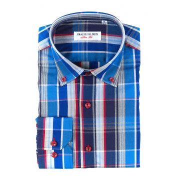 Camasa slim fit cu model in carouri